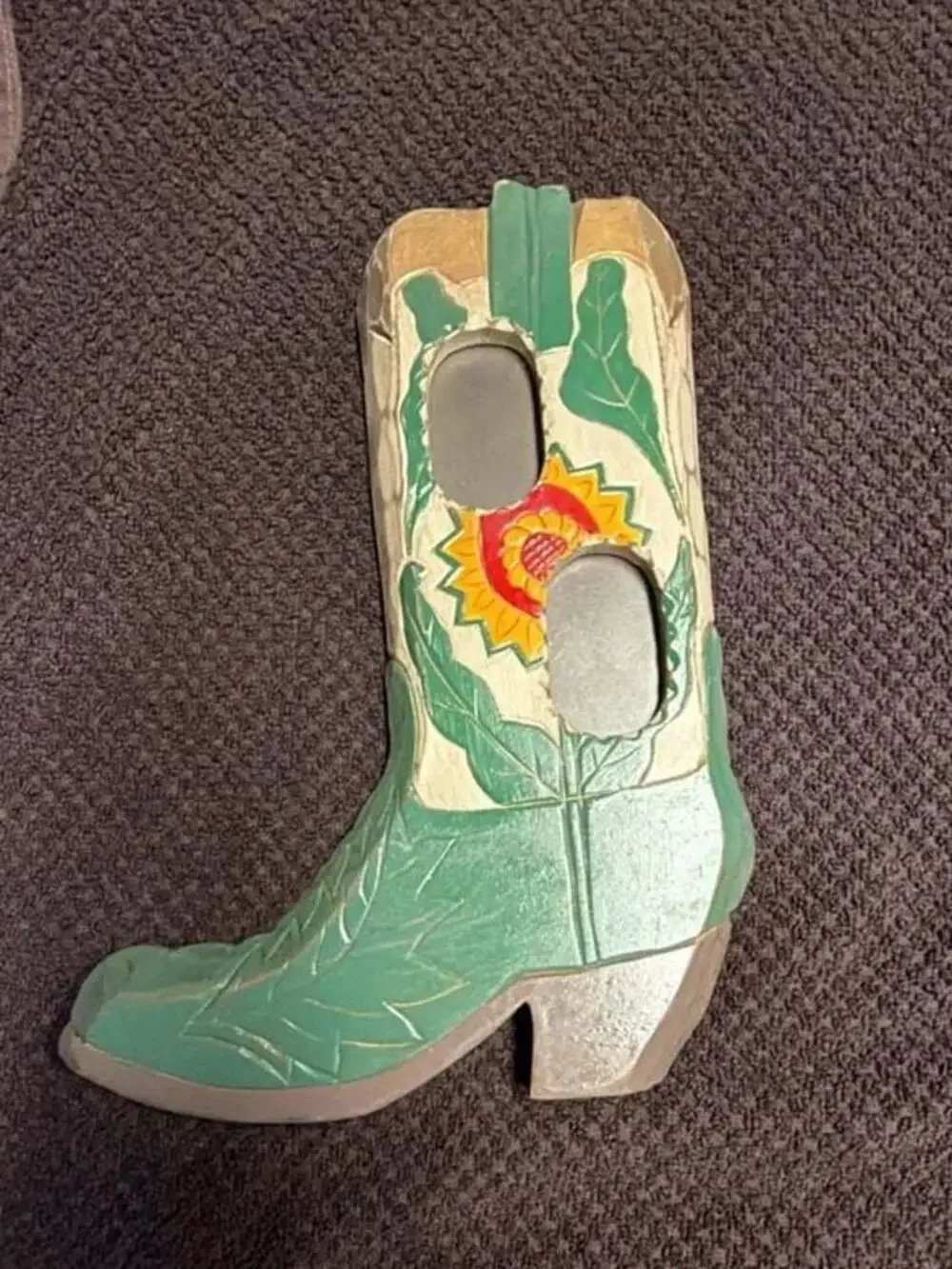 Western Cowboy Boot Double Picture Frame Sunflower Wooden Wall Decor